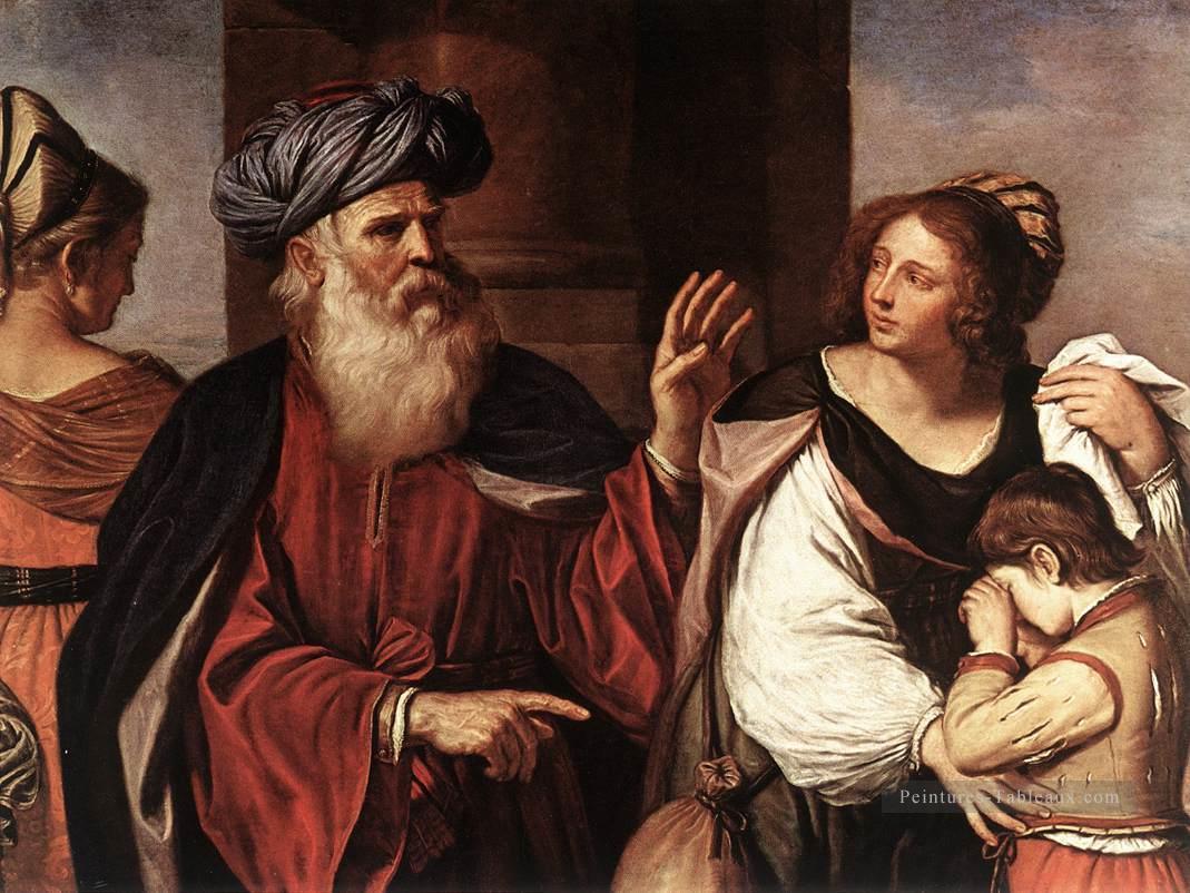 Abraham Coulant Hagar et Ishmael Guercino Baroque Peintures à l'huile